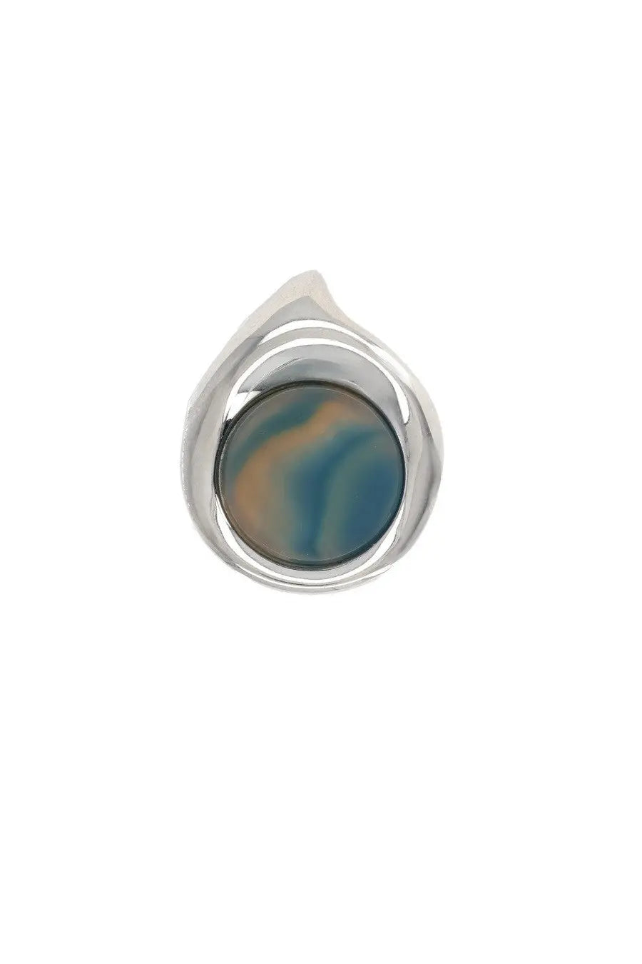 Panconesi Anello Dusk Small Blue silver ring with teardrop blue amber resin stone
