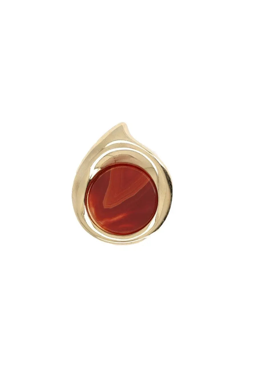 Panconesi womens anello dusk small gold ring with a teardrop red carnelian stone and flowing gold-toned band