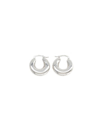 Panconesi Women's Blow up Huggies Earrings Silver, view 2