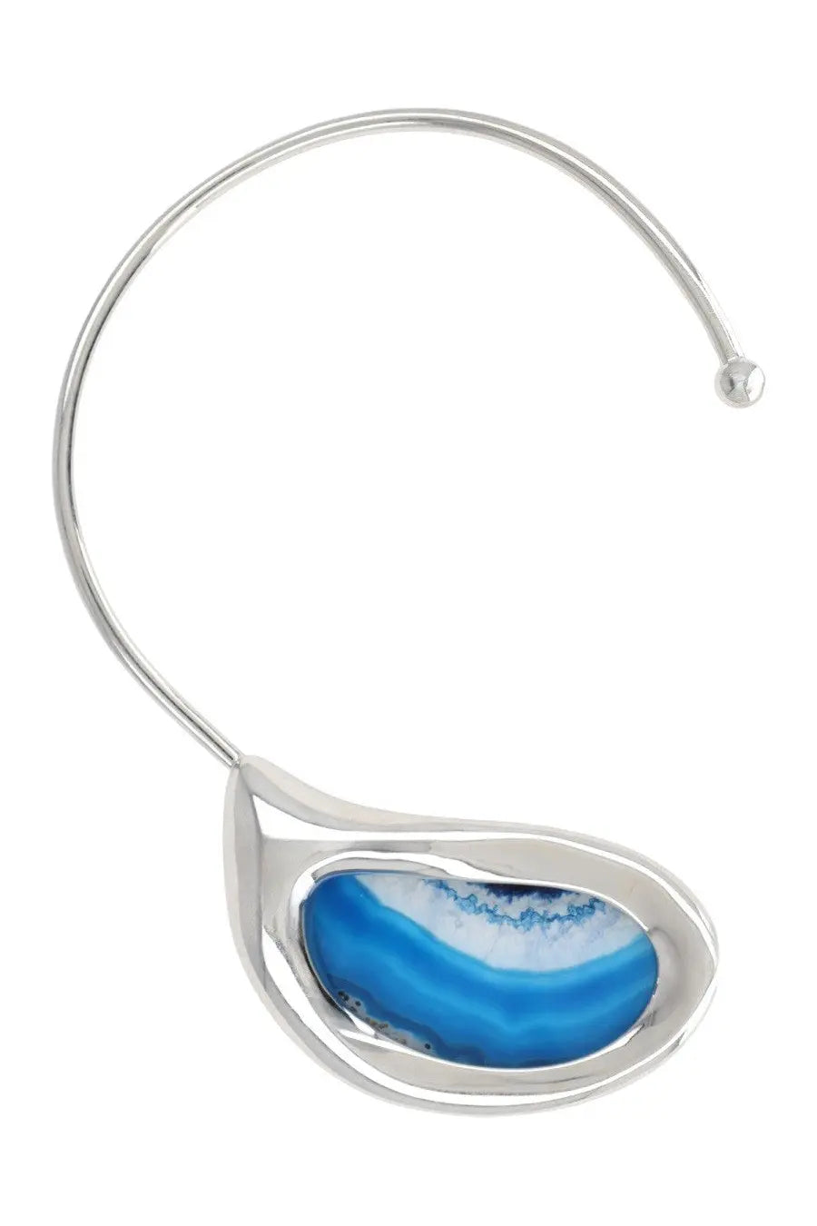 Panconesi Women’s Choker Dusk Blue silver cowl neck with blue white agate teardrop