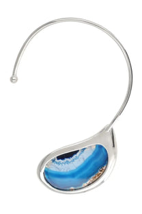 Panconesi women’s choker dusk silver with silver-toned teardrop setting and vibrant blue agate stone necklace