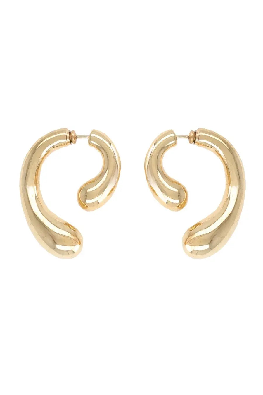 Panconesi womens small gold sleek curved hoop earrings