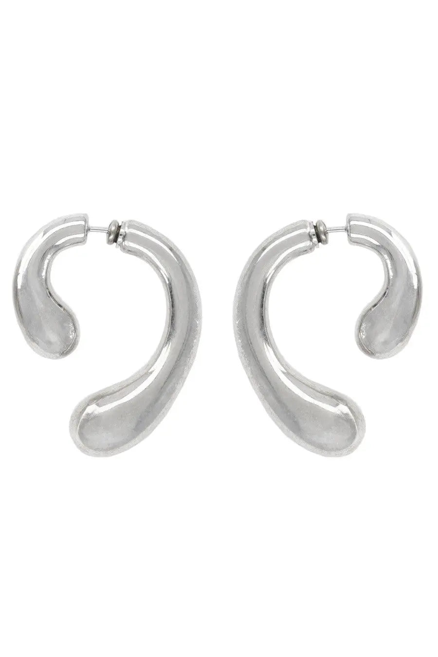 Panconesi women’s orecchini small silver teardrop-shaped hoop earrings with a smooth polished metallic finish