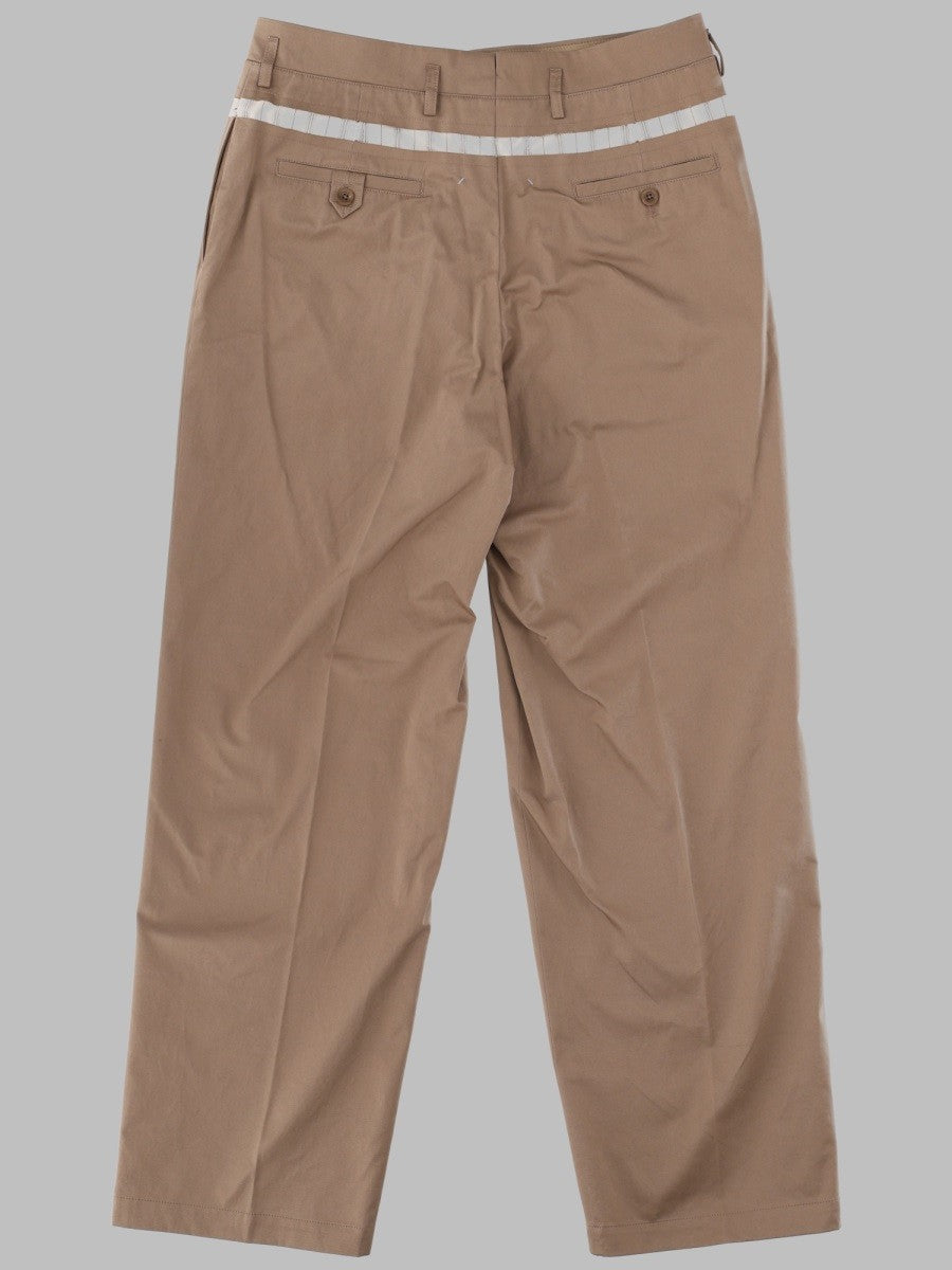 Maison Margiela Men's Pantalone Gamba Larga in Cotone Cerato Beige