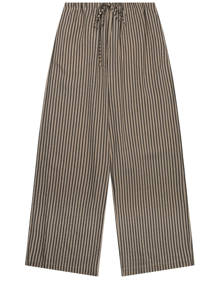 Alysi Women's Wide Striped Trousers Beige