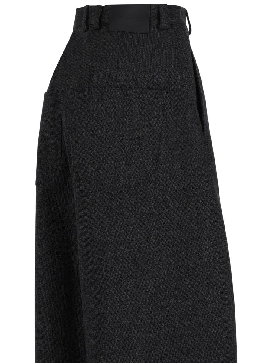 Balenciaga Women's Wool Barrel Trousers Grey