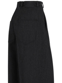 Balenciaga Women's Wool Barrel Trousers Grey