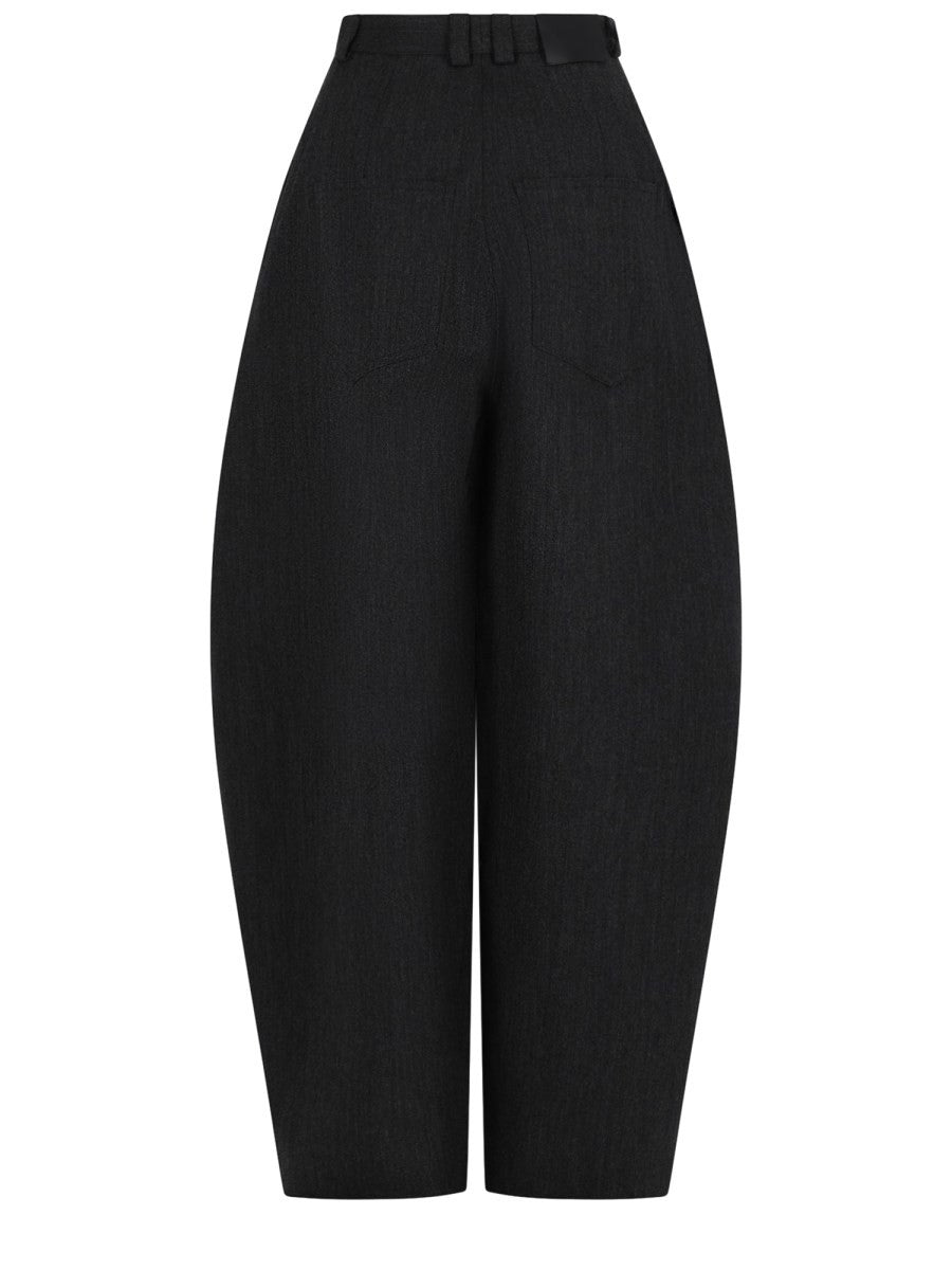 Balenciaga Women's Wool Barrel Trousers Grey