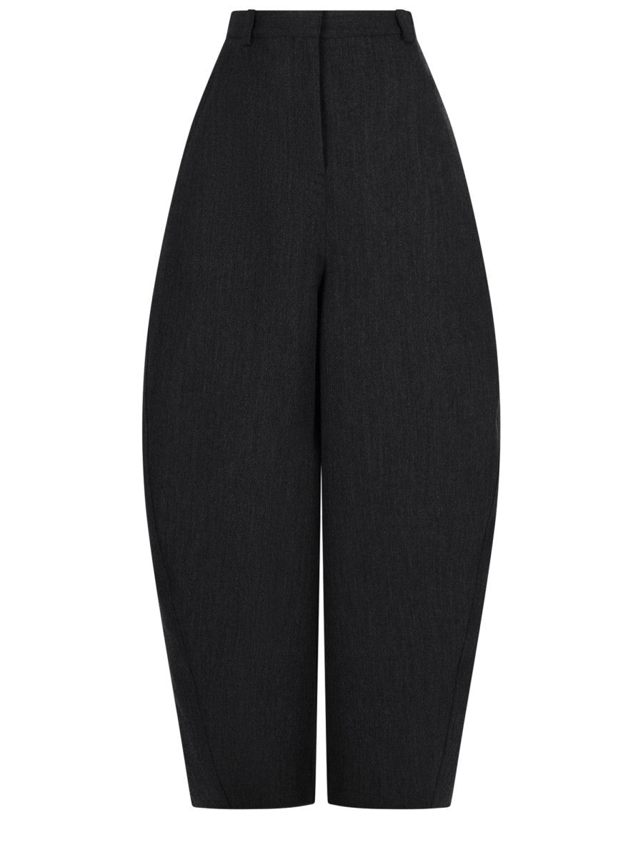 Balenciaga Women's Wool Barrel Trousers Grey