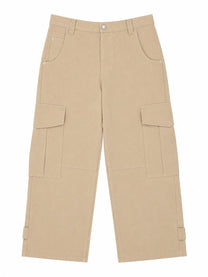 Ami Paris Men's Pantalone Cargo in Cotone Beige