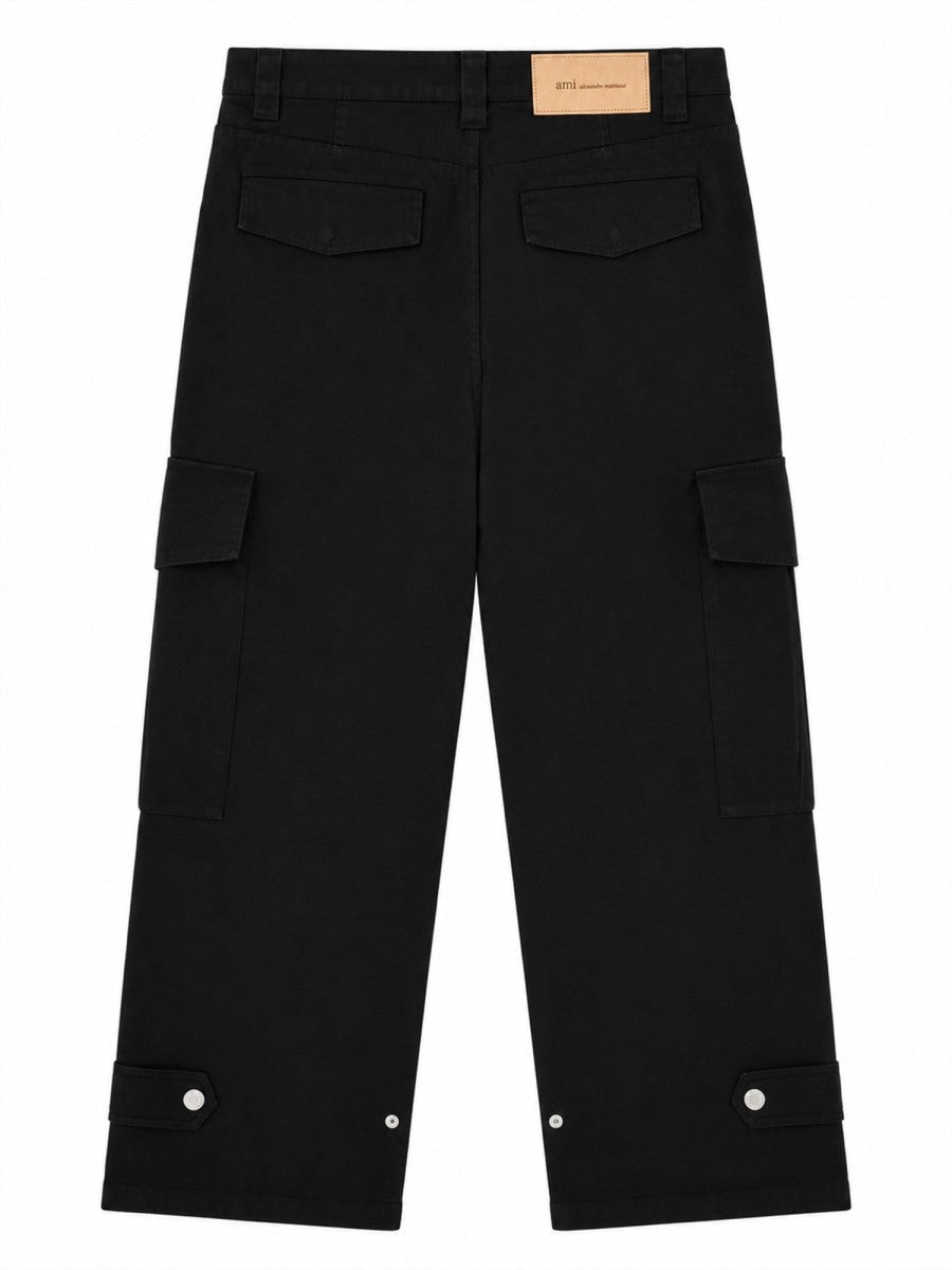 Ami Paris Men's Cotton Cargo Trousers Black, view 2