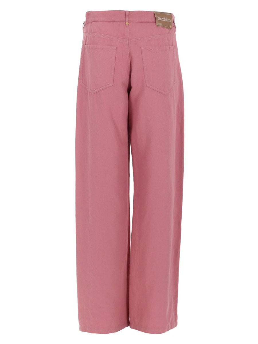 S MAX MARA Women's Pantalone Cinque Tasche in Cotone Lino Blue