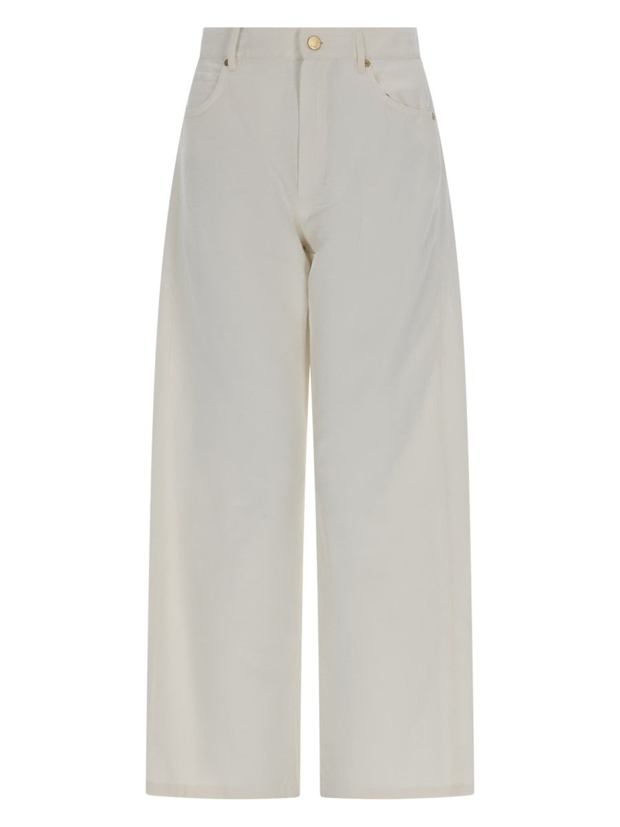 S MAX MARA Women's Pantalone Cinque Tasche in Cotone Lino White