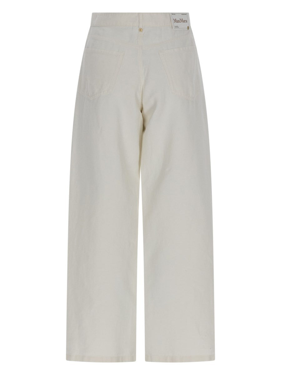 S MAX MARA Women's Pantalone Cinque Tasche in Cotone Lino White