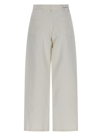 S MAX MARA Women's Pantalone Cinque Tasche in Cotone Lino White