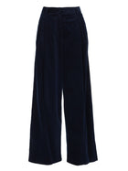 S MAX MARA Women's Velvet Ribbed Corona Trousers Blue