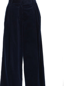 S MAX MARA Women's Velvet Ribbed Corona Trousers Blue, view 3