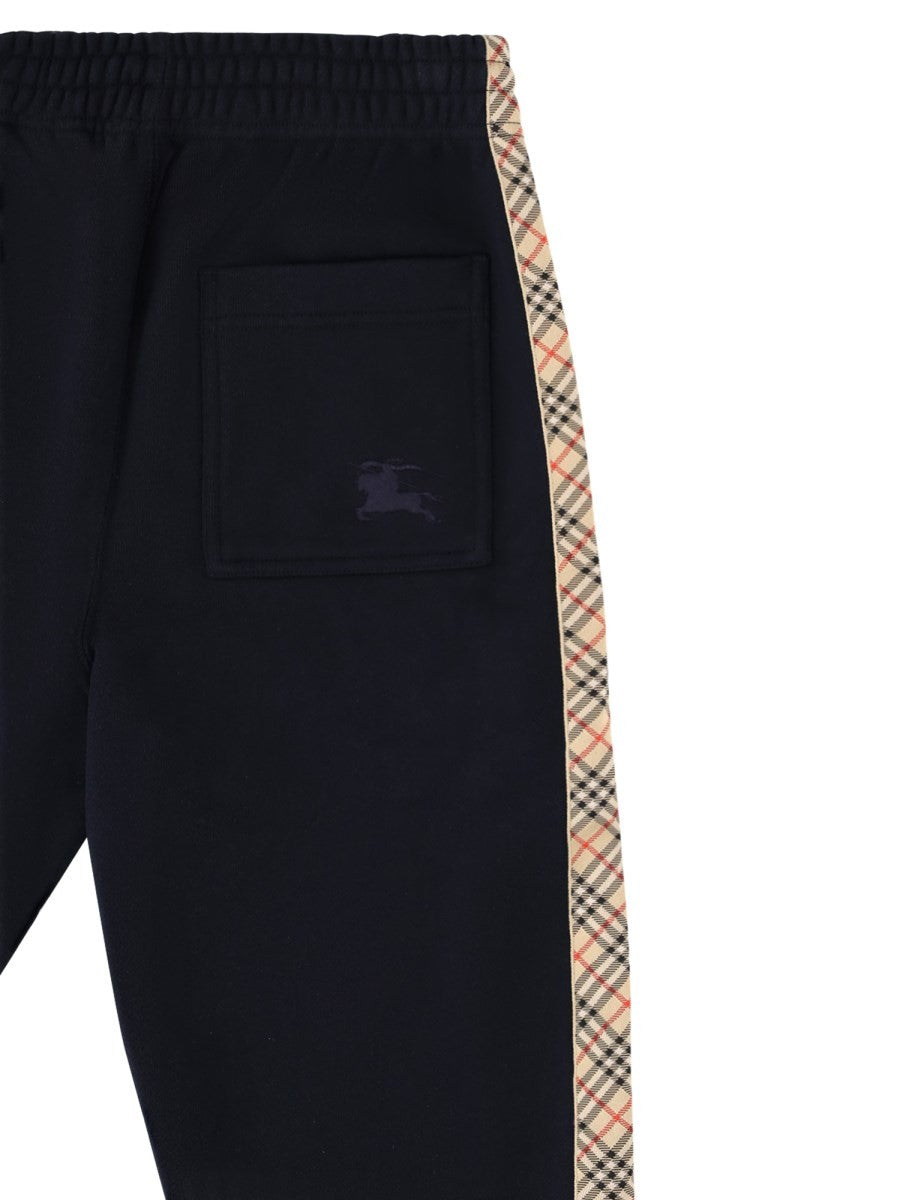 Burberry Men's Pantalone Da Jogging in Cotone Con Finiture Check Blue