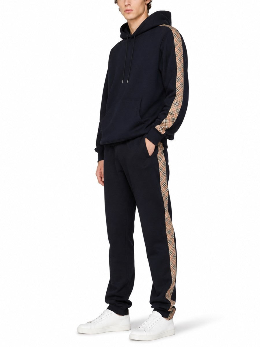 Burberry Men's Pantalone Da Jogging in Cotone Con Finiture Check Blue
