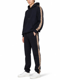 Burberry Men's Pantalone Da Jogging in Cotone Con Finiture Check Blue