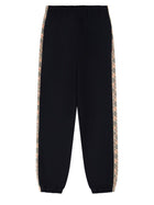 Burberry Men's Cotton Jogging Trousers with Finiture Check Blue