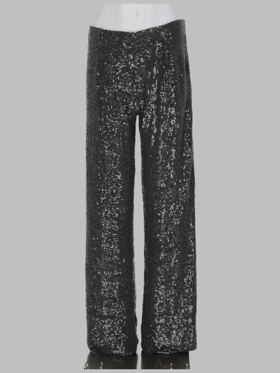 P.A.R.O.S.H Women's Pantalone Dritto Con Paillettes Grey