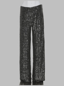 P.A.R.O.S.H Women's Pantalone Dritto Con Paillettes Grey