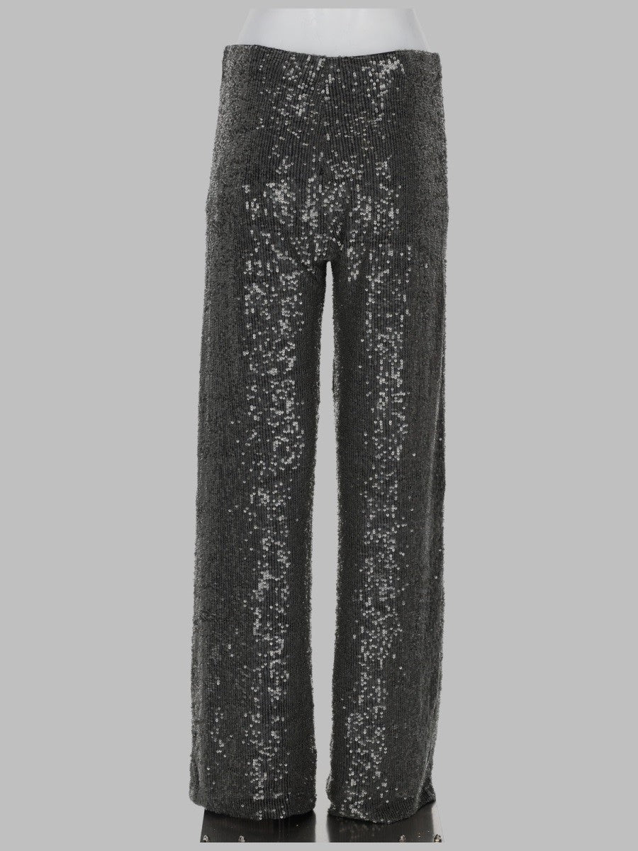 P.A.R.O.S.H Women's Pantalone Dritto Con Paillettes Grey