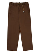 White Sand Men's Cotton Trousers with Belt Brown