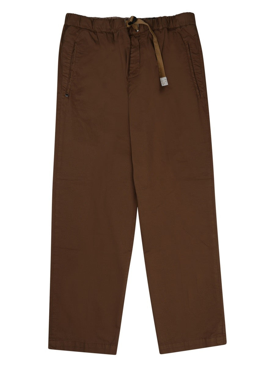White Sand Men's Cotton Trousers with Belt Brown