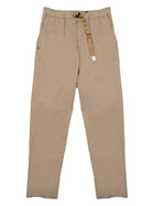 White Sand Men's Cotton Trousers with Belt Beige