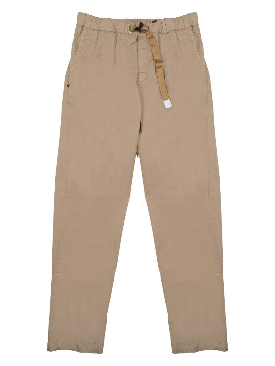 White Sand Men's Cotton Trousers with Belt Beige