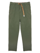 White Sand Men's Cotton Trousers with Belt Green