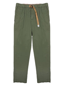 White Sand Men's Pantalone in Cotone Con Cintura Green