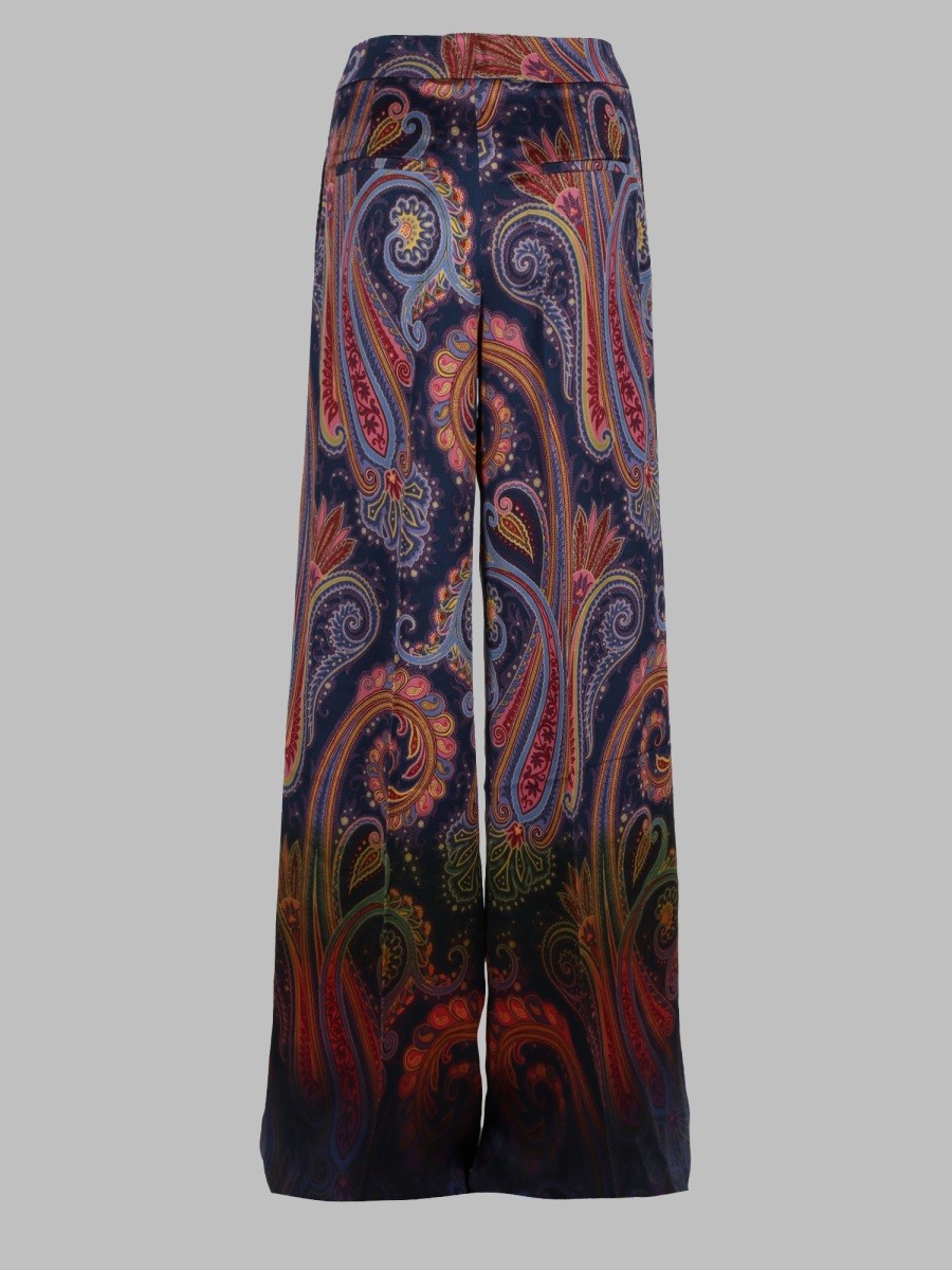ETRO Women's Pantalone in Envers Satin Con Motivo Paisley Multicolor