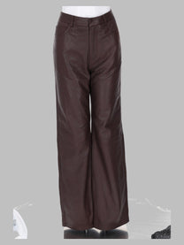 ROTATE Birger Christensen Women's Leather Trousers Brown