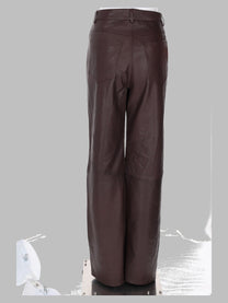 ROTATE Birger Christensen Women's Leather Trousers Brown