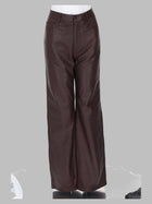 ROTATE Birger Christensen Women's Leather Trousers Brown