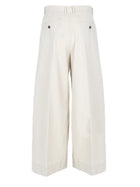 S MAX MARA Women's Poplin Cotton Trousers White, view 3
