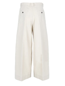S MAX MARA Women's Poplin Cotton Trousers White, view 3