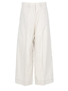 S MAX MARA Women's Poplin Cotton Trousers White