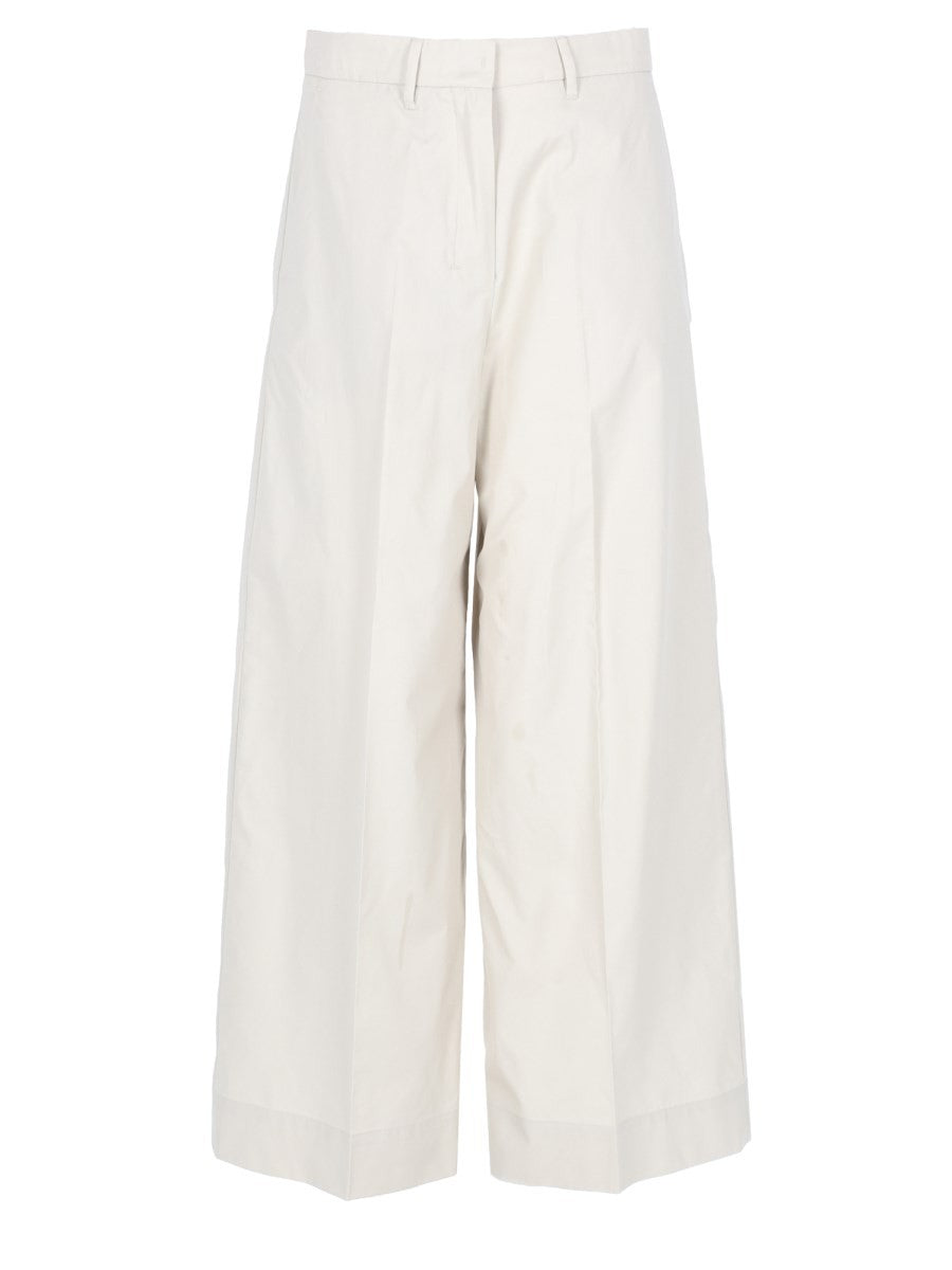 S MAX MARA Women's Poplin Cotton Trousers White