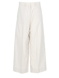 S MAX MARA Women's Poplin Cotton Trousers White