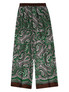 Parosh Women's Silk Trousers with Print Paisley Green, view 2