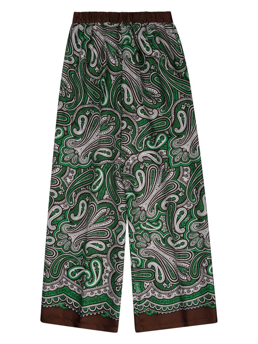 Parosh Women's Silk Trousers with Print Paisley Green, view 2
