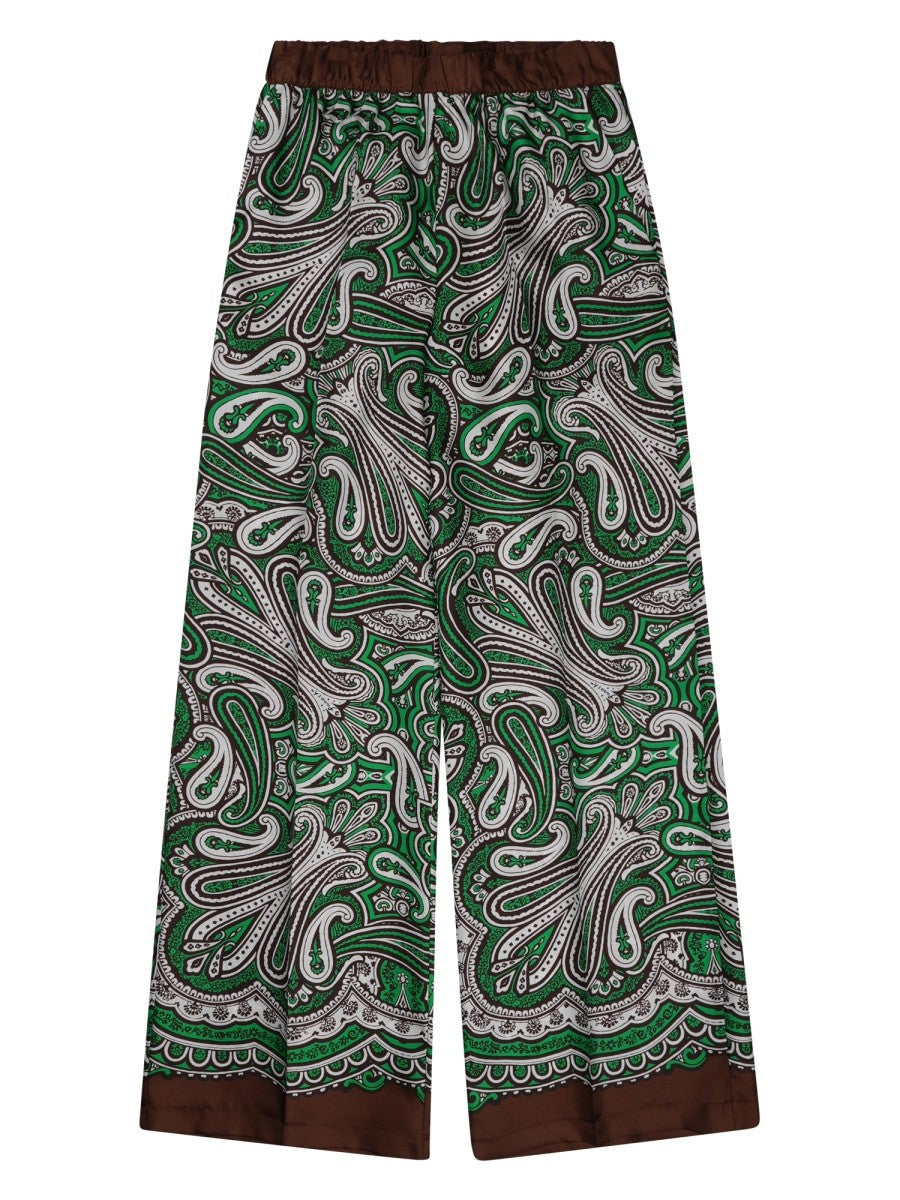 Parosh Women's Silk Trousers with Print Paisley Green