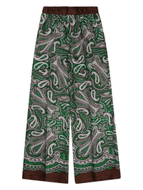 Parosh Women's Silk Trousers with Print Paisley Green