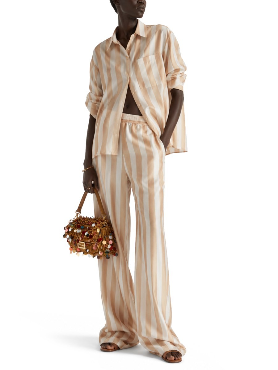 Fendi Women's Pantalone in Seta Pequin Beige
