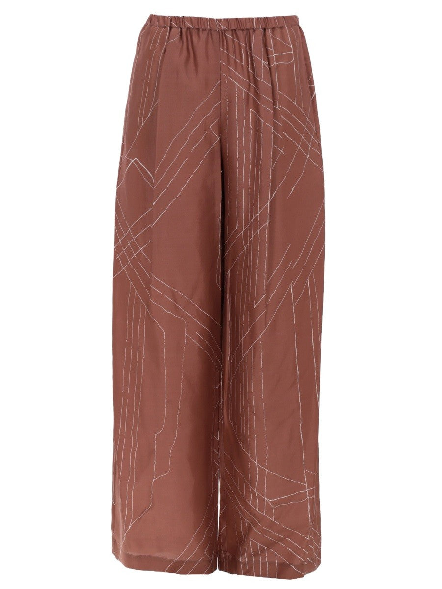 Alysi Women's Silk Trousers Brown