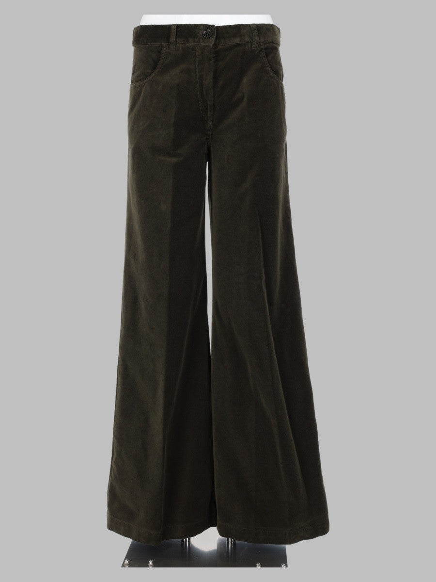 ASPESI Women's Pantalone in Velluto Di Cotone Green